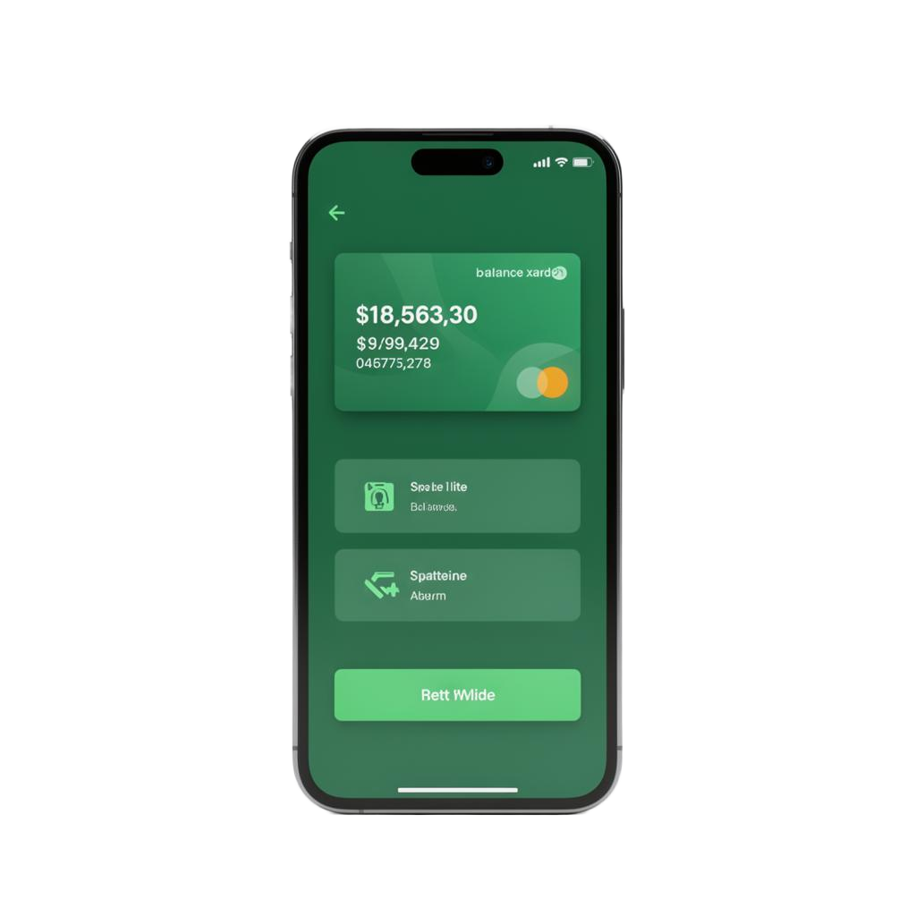 Mockup do aplicativo Sicredi mostrando saldo e ações