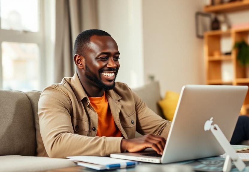 Homem planejando investimentos no notebook